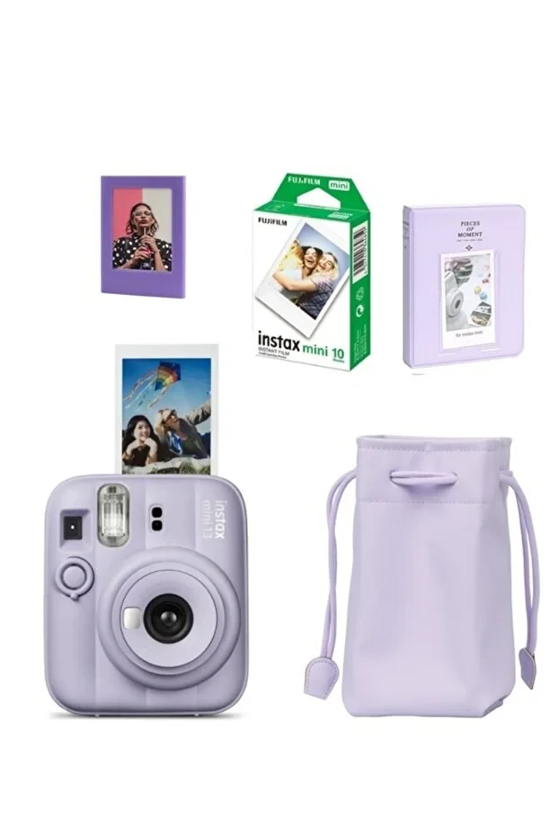 Fujifilm Instax Mini 13 Fotoğraf Makinesi-Büzgülü Kılıf-10'lu Film-64lü PVC Albüm ve Mıknatıslı Çerçeve Seti